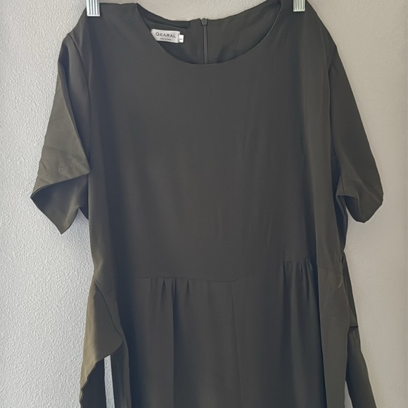 QEARAL olive green short sleeves wide leg lightweight jumpsuit‎ Sz L - Picture 4 of 9